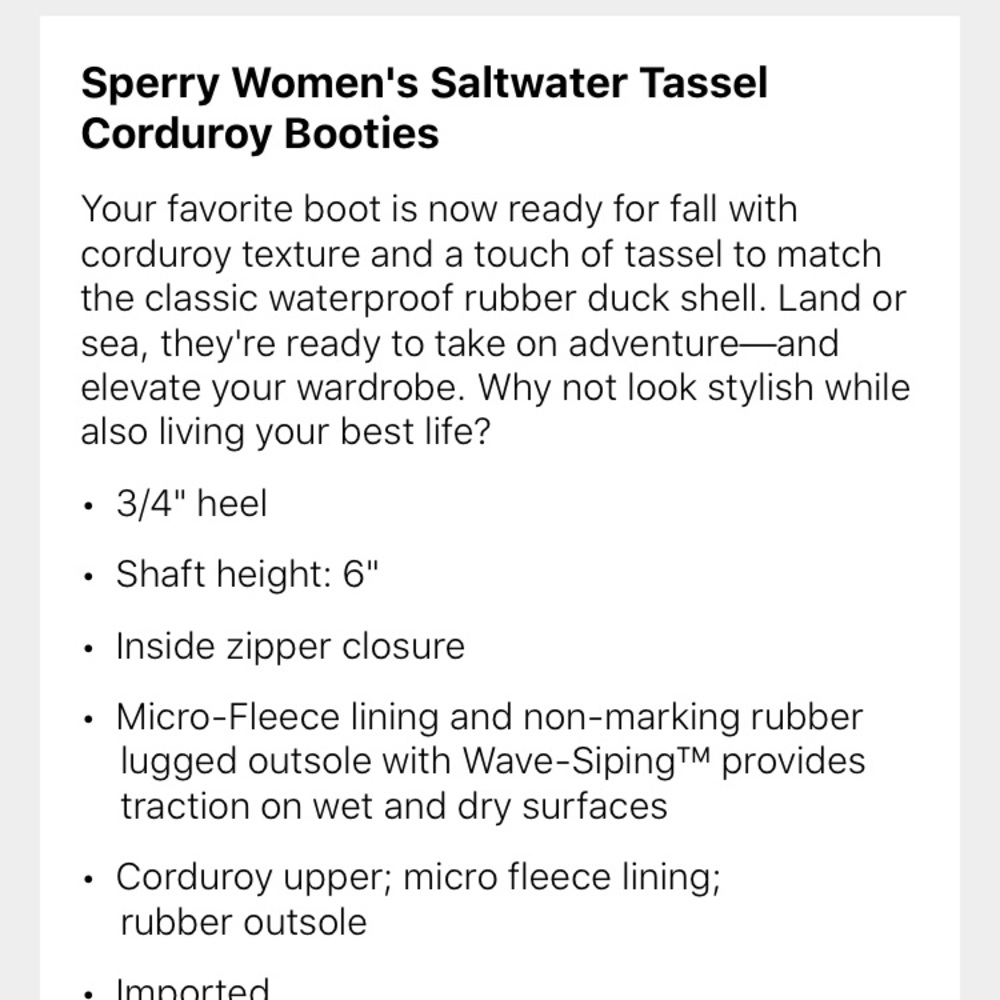 Sperry Women's Saltwater Tassel Corduroy Booties - Picture 9 of 13